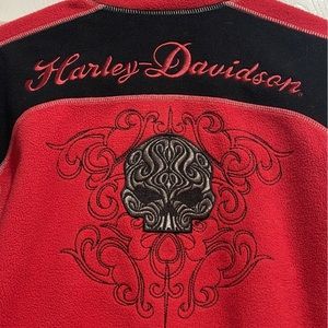 Amazing red and black fleece riding jacket with Willie g large